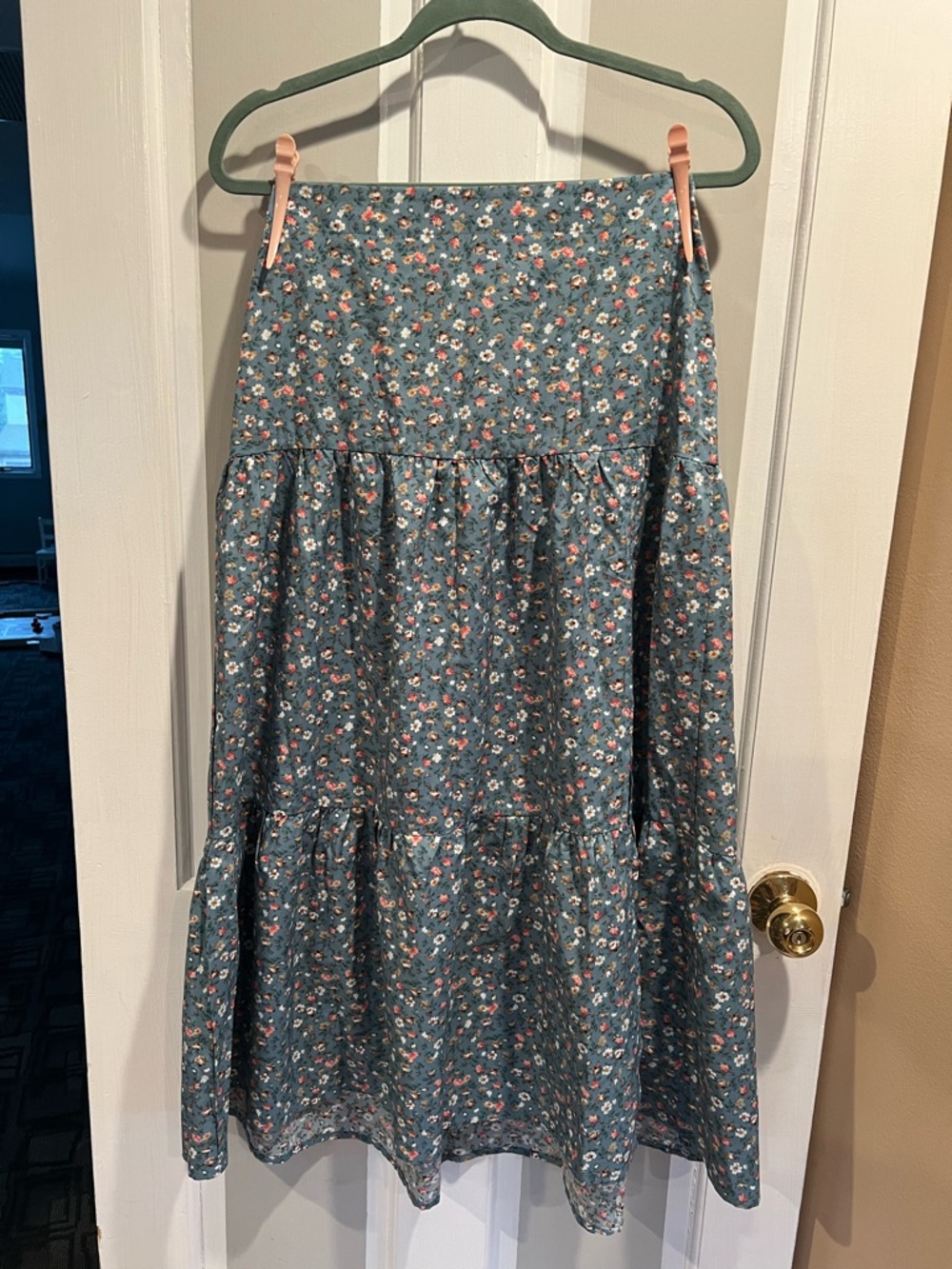 RIHOAS Floral Ruffle A-line Skirt - Light Blue